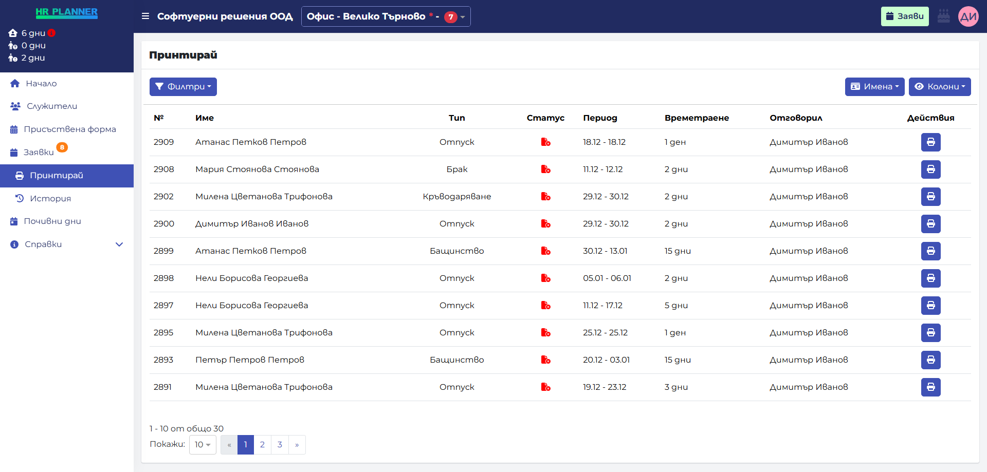 Hr planner.net print